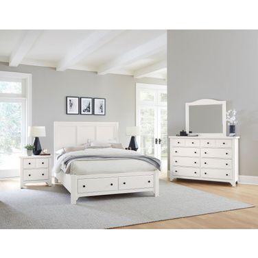 Cool Farmhouse Panel Storage Bedroom Set In Soft White