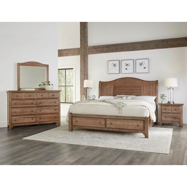 Cool Farmhouse Sleigh Storage Bedroom Set In Natural