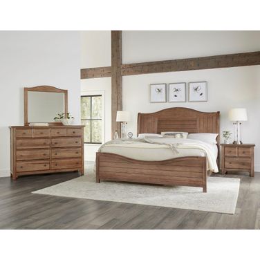 Cool Farmhouse Sleigh Bedroom Set In Natural