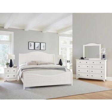 Cool Farmhouse Sleigh Bedroom Set In Soft White