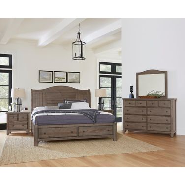 Cool Farmhouse Sleigh Storage Bedroom Set In Grey