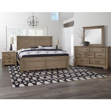 Cool Rustic Mansion Bedroom Set In Stone Grey