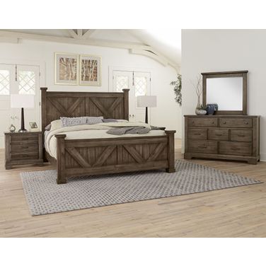 Cool Rustic Mink Poster Bedroom Set With X Footboard