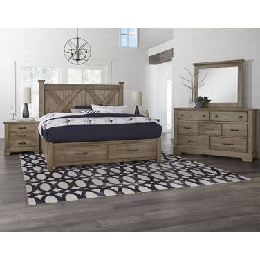 Cool Rustic Stone Grey Platform Poster Set With Footboard Storage