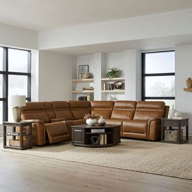 Cooper 6 Piece Sectional In Camel Leather