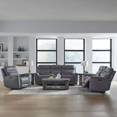 Cooper Power Reclining Living Room Set In Blue Grey