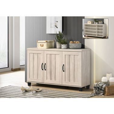 Corby 45 Inch 3 Door Shoe Cabinet In Dusty Gray Oak
