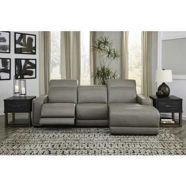 Correze 3-Piece Press Back RAF Power Reclining Chaise Sectional In Gray