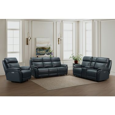 Corry Power Reclining Living Room Set In Dark Blue
