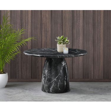 Cosenza 48.5 Inch Marble Finish Concrete Dining Table In Black