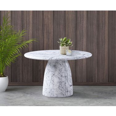Cosenza 48.5 Inch Marble Finish Concrete Dining Table In White