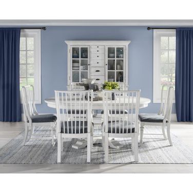 Cottage Park Complete Round Dining Room Set In Aged White