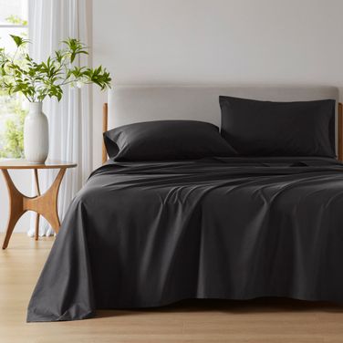 Cotton 144TC Cotton Solid Sheet Set In Black