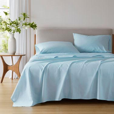 Cotton 144TC Cotton Solid Sheet Set In Light Blue