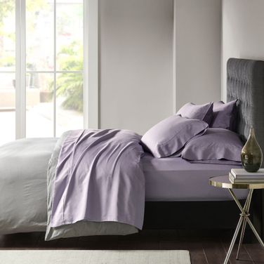 Cotton and Polyester 6 Piece Solid King Sheet Set In Purple
