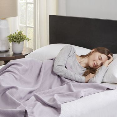 Cotton King Blanket With 1 Inch Self Hem In Lilac