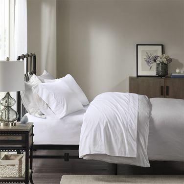 Cotton Peached Percale 4 Piece King Sheet Set In White