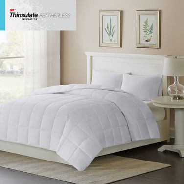 Cotton Sateen Double Insertion Twin Comforter In White