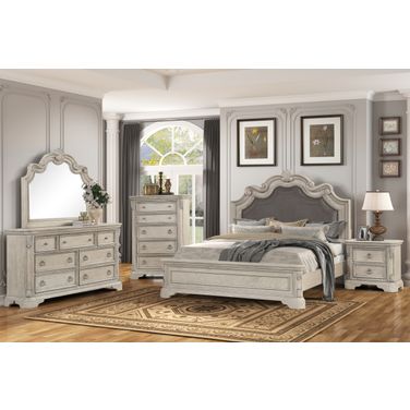 Coventry Upholstered Panel Bedroom Set In Light Gray