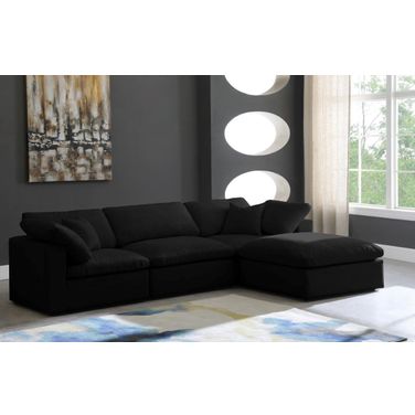 Cozy Velvet Comfort 4 Piece Modular Sectional In Black