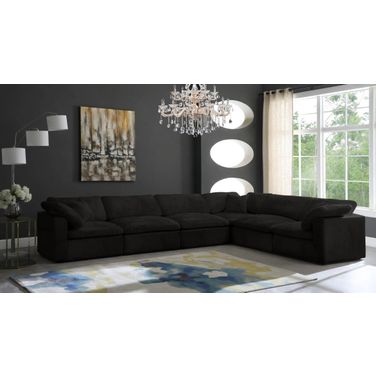 Cozy Velvet Comfort 6 Piece Modular Sectional In Black