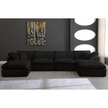 Cozy Velvet Comfort 6 Piece Modular Sectional In Black