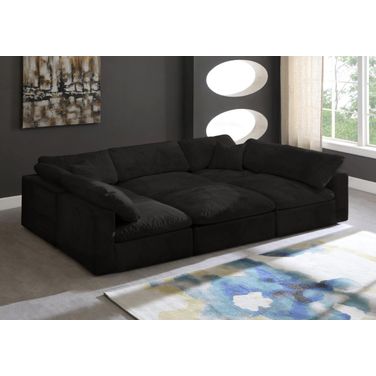 Cozy Velvet Comfort 6 Piece Modular Sectional In Black