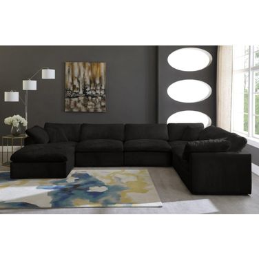 Cozy Velvet Comfort 7 Piece Modular Sectional In Black