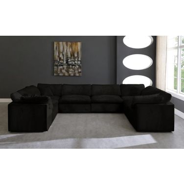 Cozy Velvet Comfort 8 Piece Modular Sectional In Black