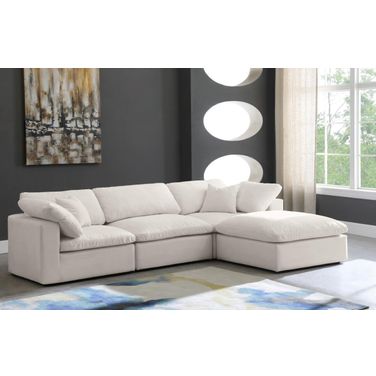 Cozy Velvet Comfort 4 Piece Modular Sectional In Cream