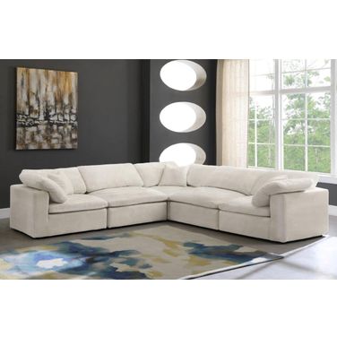 Cozy Velvet Comfort 5 Piece Modular Sectional In Cream