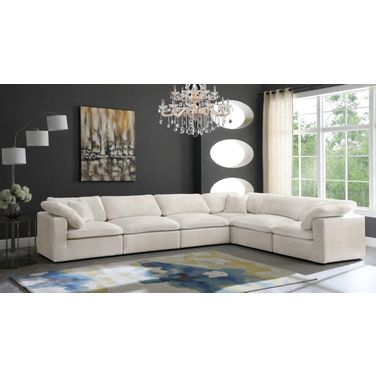 Cozy Velvet Comfort 6 Piece Modular Sectional In Cream