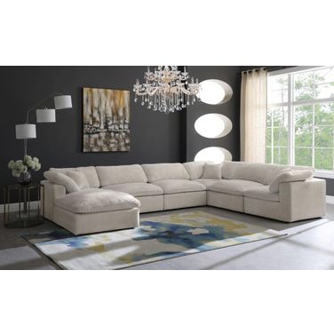 Cozy Velvet Comfort 7 Piece Modular Sectional In Cream