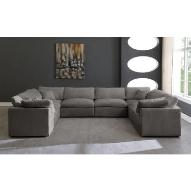 Cozy Velvet Comfort 8 Piece Modular Sectional In Grey
