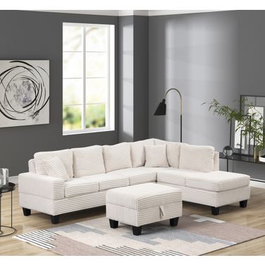 Cozy L Shaped Sectional Sofa In Cream