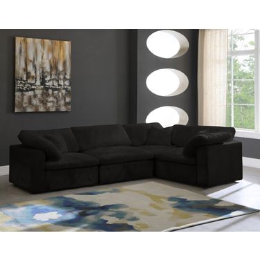 Cozy Modular Sectional In Black Velvet