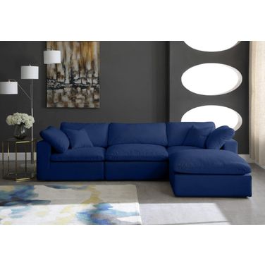 Cozy Velvet Comfort 4 Piece Modular Sectional In Navy