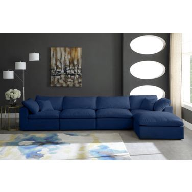 Cozy Velvet Comfort 5 Piece Modular Sectional In Navy