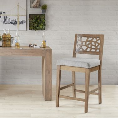 Crackle Counter Stool In Light Grey