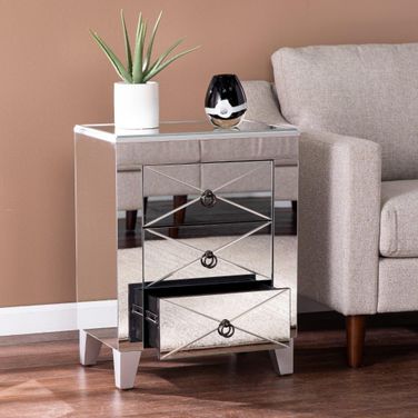 Cresheim Mirrored End Table With Drawers