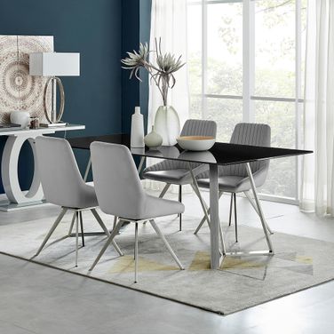 Cressida and Skye Gray Fabric 5-Piece Rectangular Dining Set
