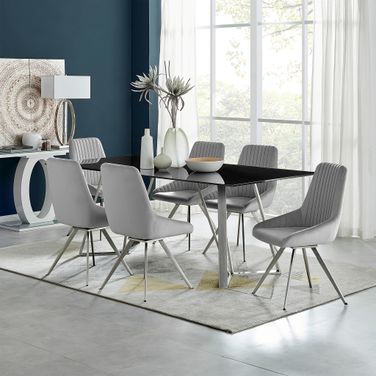 Cressida and Skye Gray Fabric 7-Piece Rectangular Dining Set