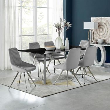 Cressida and Skye Gray Fabric Rectangular Dining Room Set