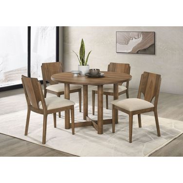 Crestmore Round Wood Dining Room Set In Walnut
