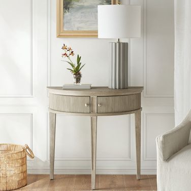 Crestview 31 Inch Storage Console Table In Reclaimed Wheat