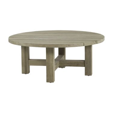 Croquet Teak 40 Inch Round Coffee Table In Oyster Teak