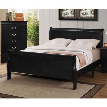 Crown Mark Louis Philip King Sleigh Bed in Black B3950