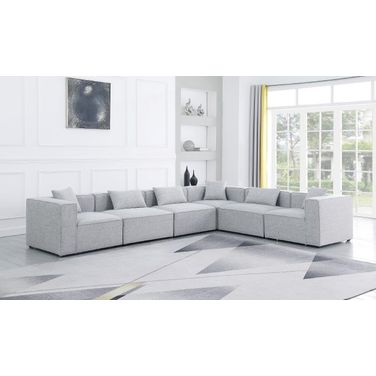 Cube Durable Linen Textured 6 Piece Modular Sectional In Grey