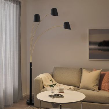 Culver 86 Inch 3 Light Arc Floor Lamp In Matte Black and Weathered Brass