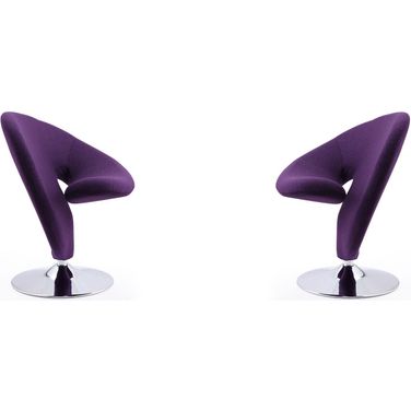 Curl Swivel Accent Chair in Purple and Polished Chrome (Set of 2)